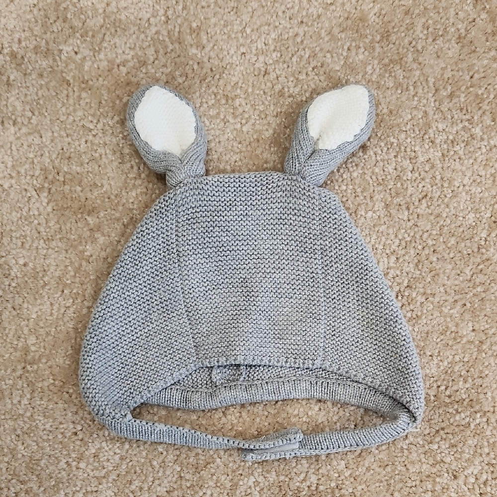 Baby Berry Baby Gray Knit Bunny Ear Hat Size 000 - 00 / 0 - 6 Months